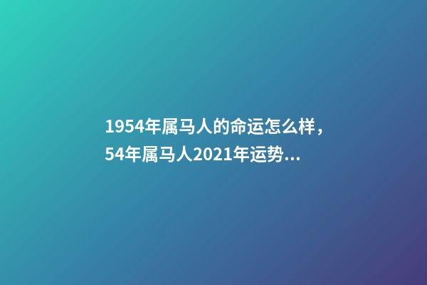 1954年属马人的命运怎么样，54年属马人2021年运势及运程 1954年出生的人是什么，2009年出生的人是什么命的人-第1张-观点-玄机派